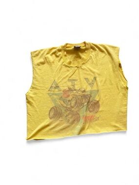 Yellow vintage 90s ATV cropped tank top Size L but fits medium